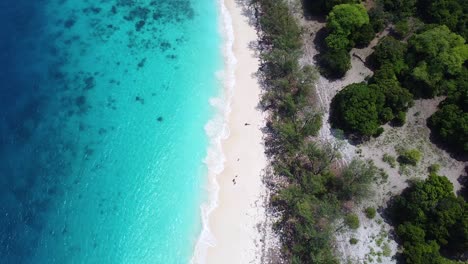 idyllic aerial birds eye view over jaco island, white sandy beach and exotic crystal clear turquoise ocean water in timor-leste, southeast asia