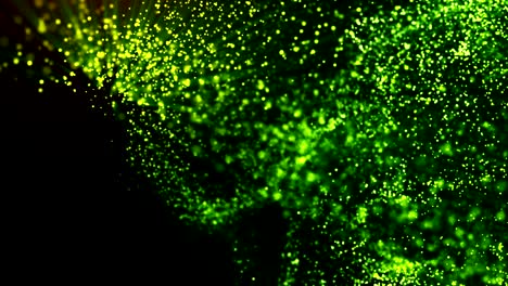 animación de fondo de movimiento abstracto partículas brillantes y polvo mágico que se forman en el flujo de ondas espaciales con rayos de luz.