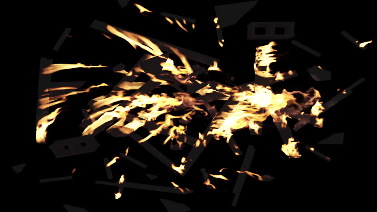 Burning woods on transparent background