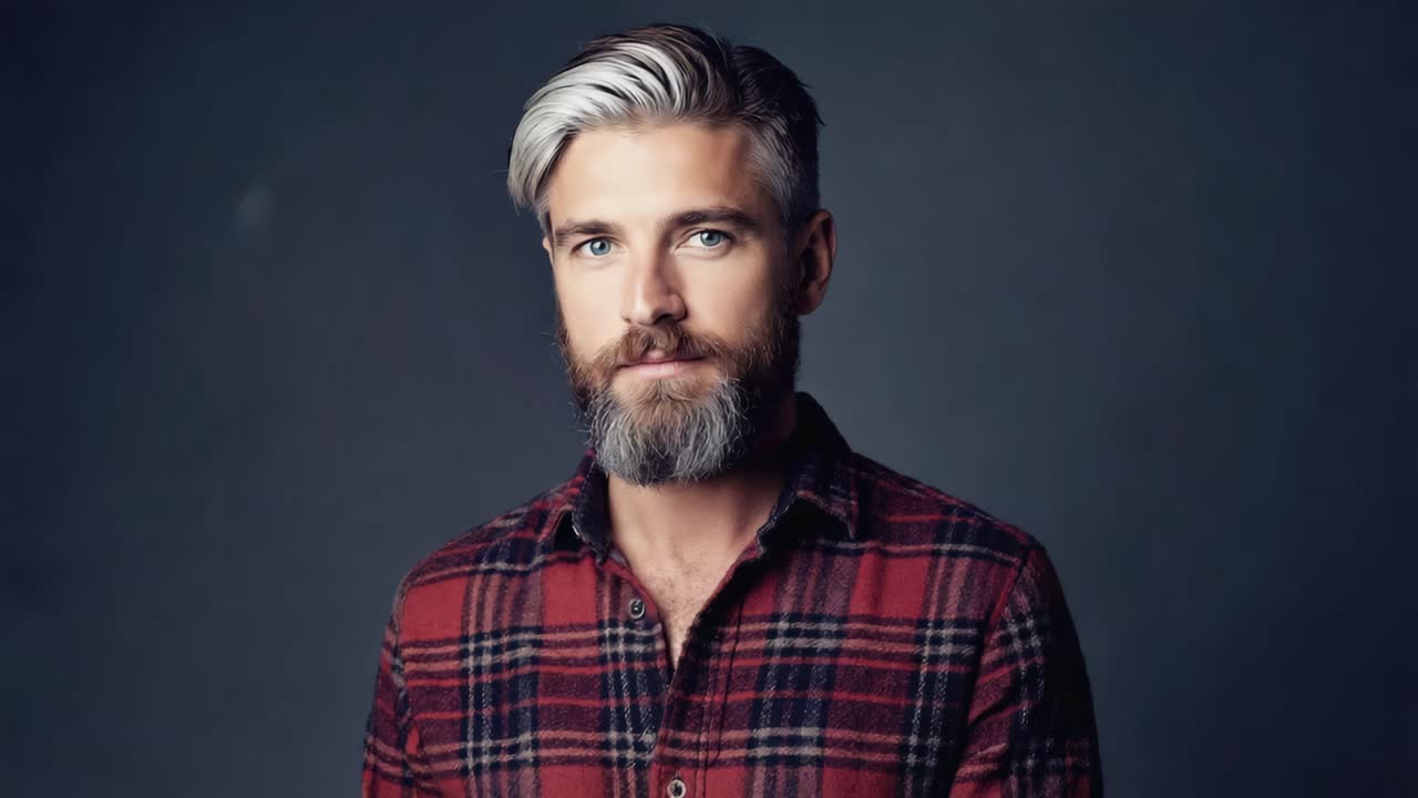 Man with Beard in Plaid Shirt