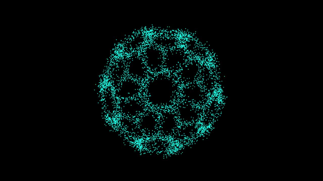 tecnología abstracta círculos azules de puntos animados, círculos de partículas. modo de mezcla