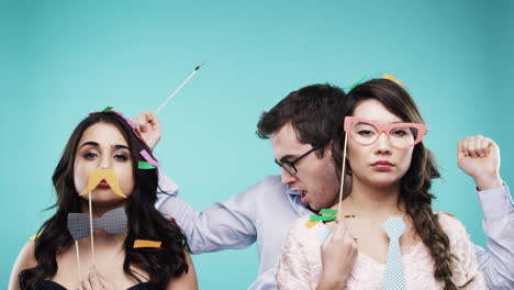 Crazy-geek-man-dancing-with-beautiful-women-slow-motion-party-photo-booth