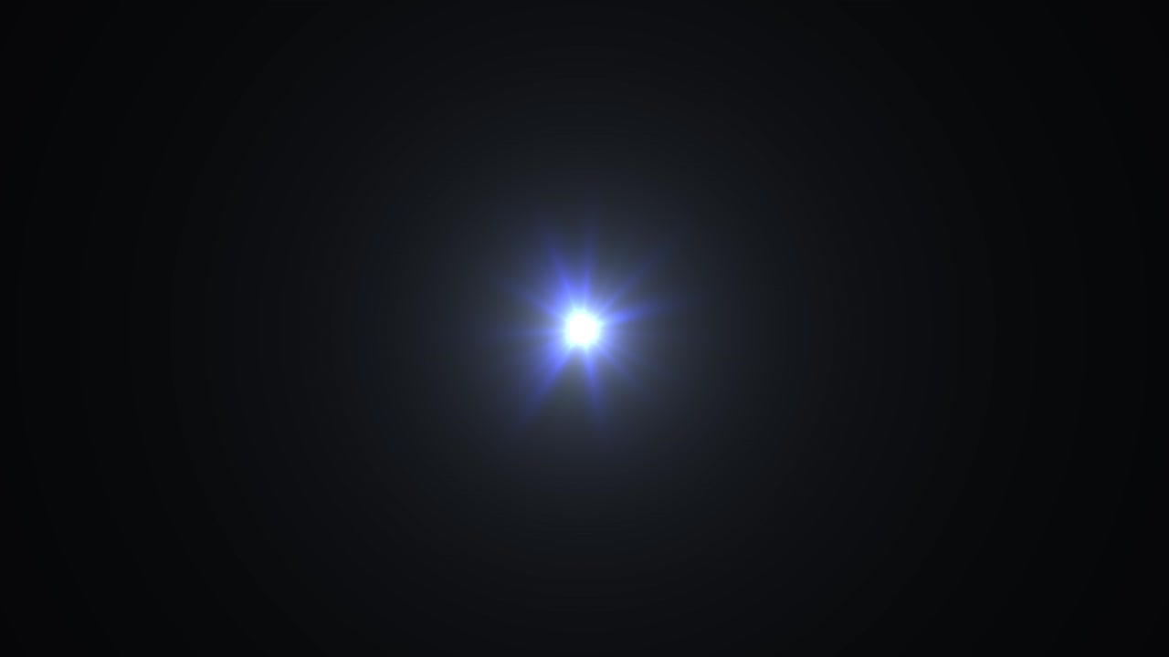 Center blue optical lens flares shine light burst animation art on black abstract background