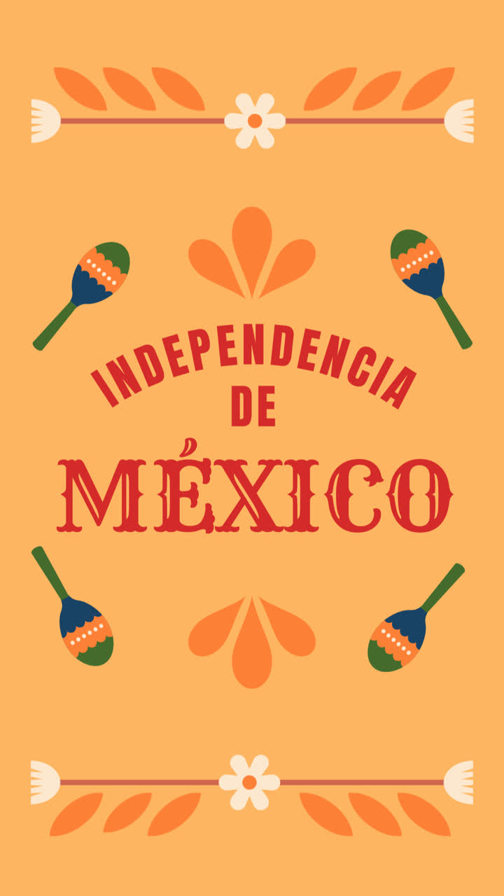 una animación de una colección plana de publicaciones de instagram para la celebración de la independencia de méxico