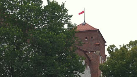 royal wawel castle and gothic cathedral in krakow, poland, with sandomierska and senatorska towers, polish flag waving on the tower