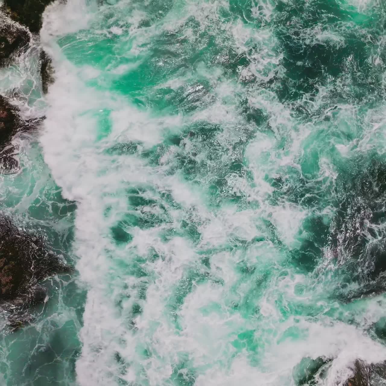 American ocean with rocky coastline. Aerial view of rocky ocean landscapes