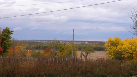 Paisaje-Otoñal-Del-área-Metropolitana-De-Toronto---Toronto-Y-Mississauga-En-El-Fondo-De-Campos-Rurales