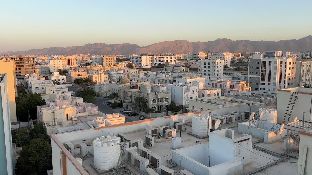Muscat Skyline 4K City Buildings Architecture Urban Landscape Sultanate of Oman Middle East Capital Footage
