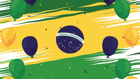 brazil independence day celebration with colors flag in balloons helium