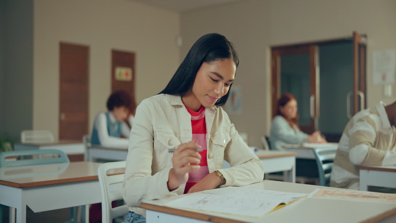 A student is focusing during an exam