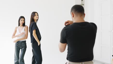 fashion photoshoot with models in studio