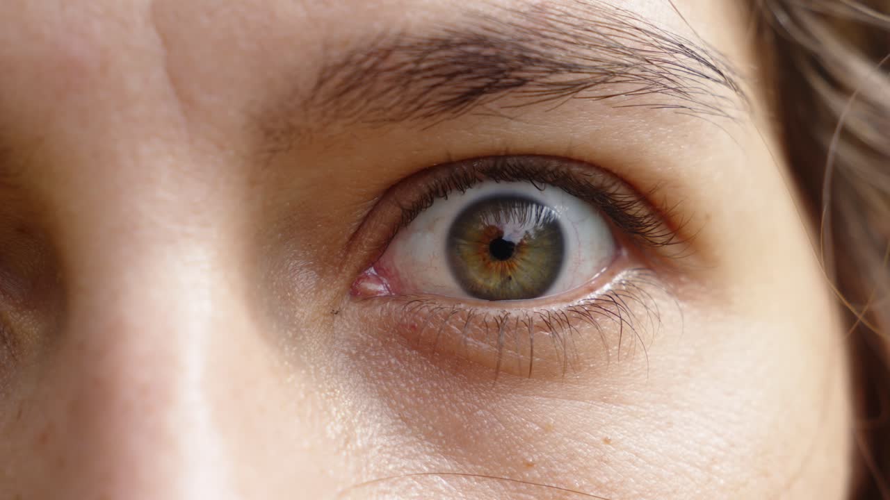 젊은 백인 여성의 아름다운 초록색 눈