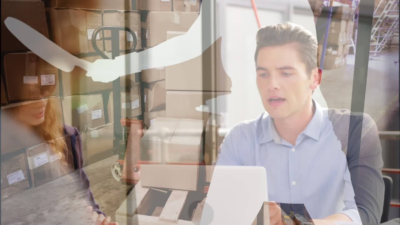 animación de la gente de negocios sobre el almacén