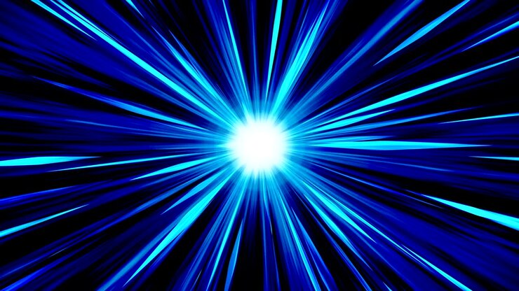 Raggi a stella nello spazio. Animazione in loop di raggi a cartone animato. Sfondo concettuale di tecnologia futura. Stella esplosiva con linee