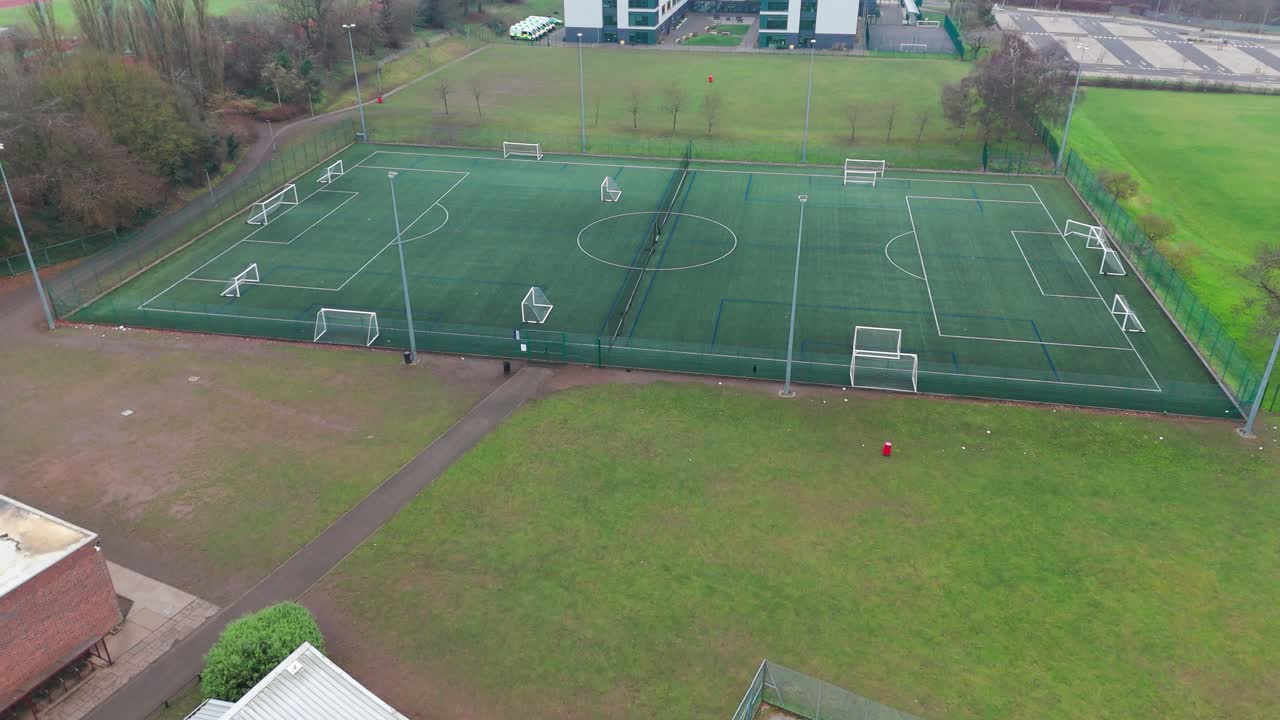 Football pitches and a sports facility in bury st edmunds, aerial view