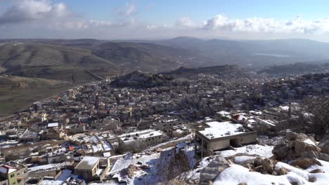 majdal shams and mount hermon in a snowy winter