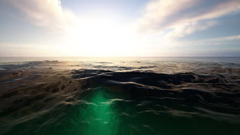 el sol brilla brillantemente sobre las aguas del océano