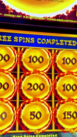 slot machine displaying free spins results