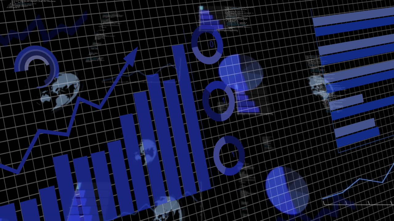 animación del procesamiento de datos financieros a través de la red