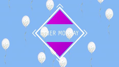 Texto-Del-Cyber-Monday-En-Forma-Cuadrada-Contra-Globos-Blancos-Flotando-Sobre-Fondo-Azul.