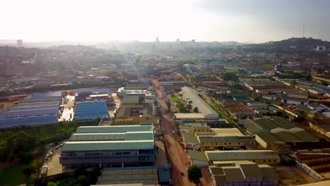 mulwana road in industrial area of kampala, uganda - drone shot