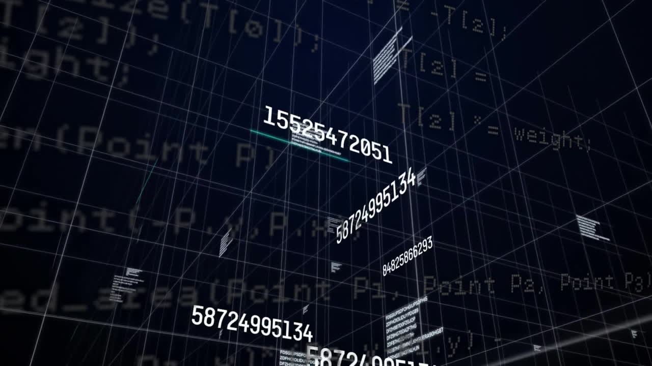 animación del procesamiento de datos sobre un fondo negro