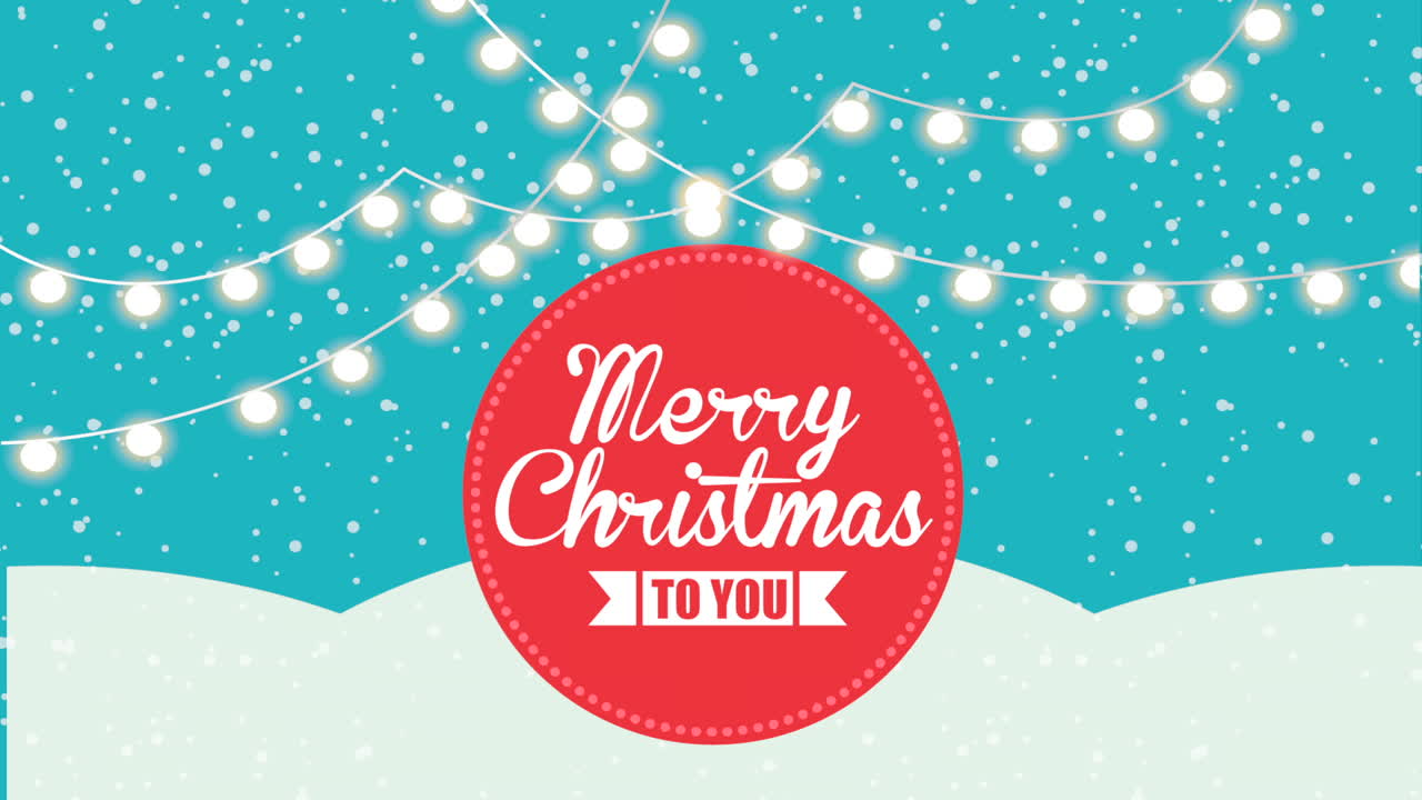 불빛이 매달린 메리 크리스마스 애니메이션