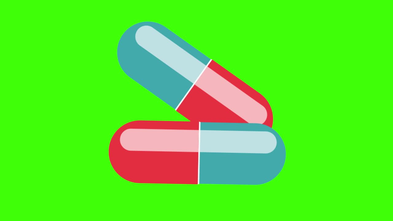 녹색 스크린 배경에 의학적 알약