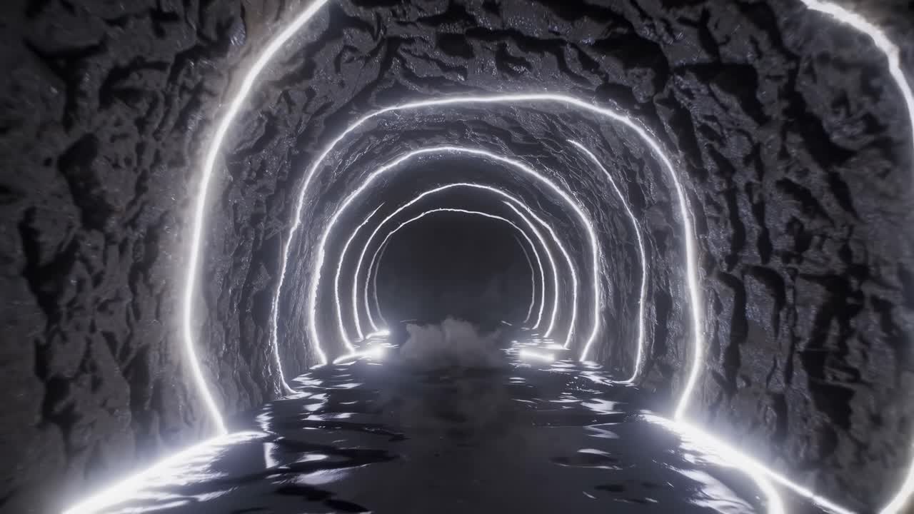 Illuminated Tunnel with Reflective Water