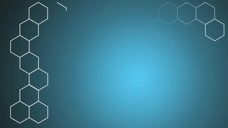 animation of network of connections with white hexagons on blue background