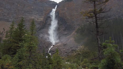 large waterfall takakkaw falls yoho national park british columbia approached wide tilt