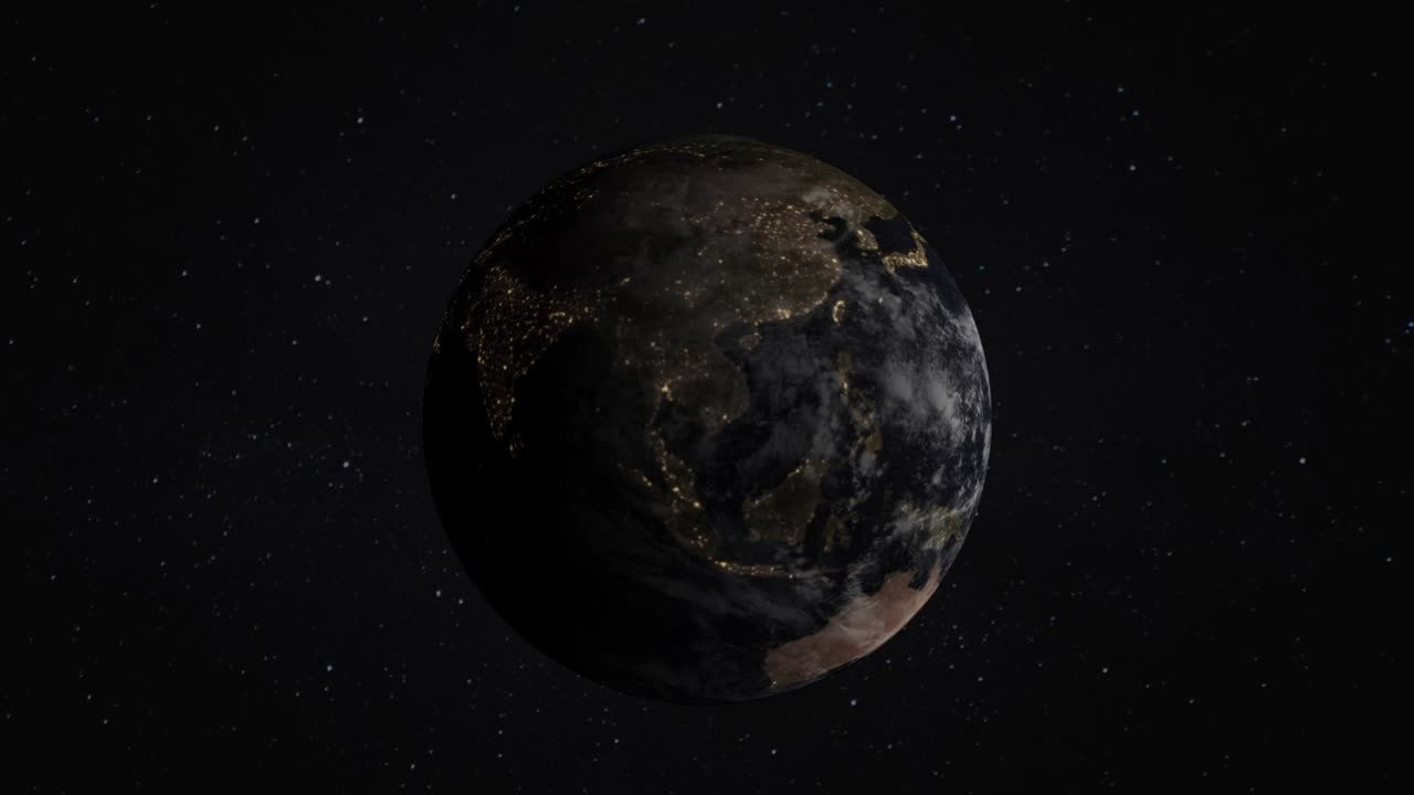 宇宙を通って浮かぶ回転する惑星地球 天の川 科学銀河