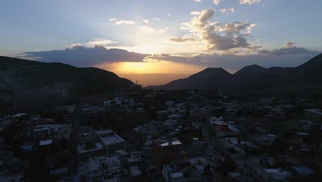 aerial shot of the sunset in the ghost town real de catorce, san luis potosi mexico