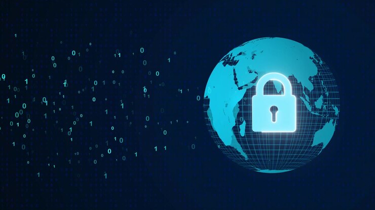 Digital Globe with Glowing Padlock Symbol Representing Global Cybersecurity