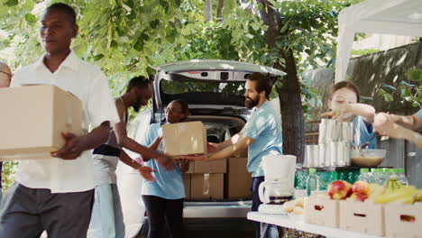 helping needy with food distribution