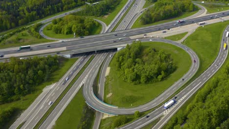 aerial view of autobahn beside stuttgart