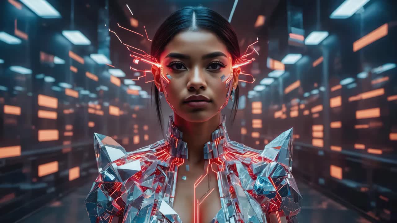 Futuristic Cyberpunk Woman with Advanced Technology