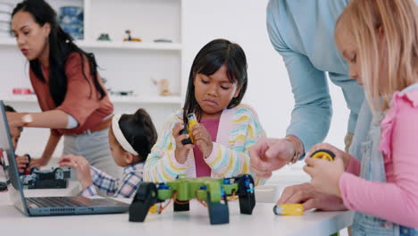 science, robotics and children building a drone