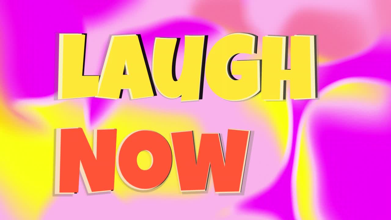 웃음의 애니메이션 이제 모양 위에 텍스트