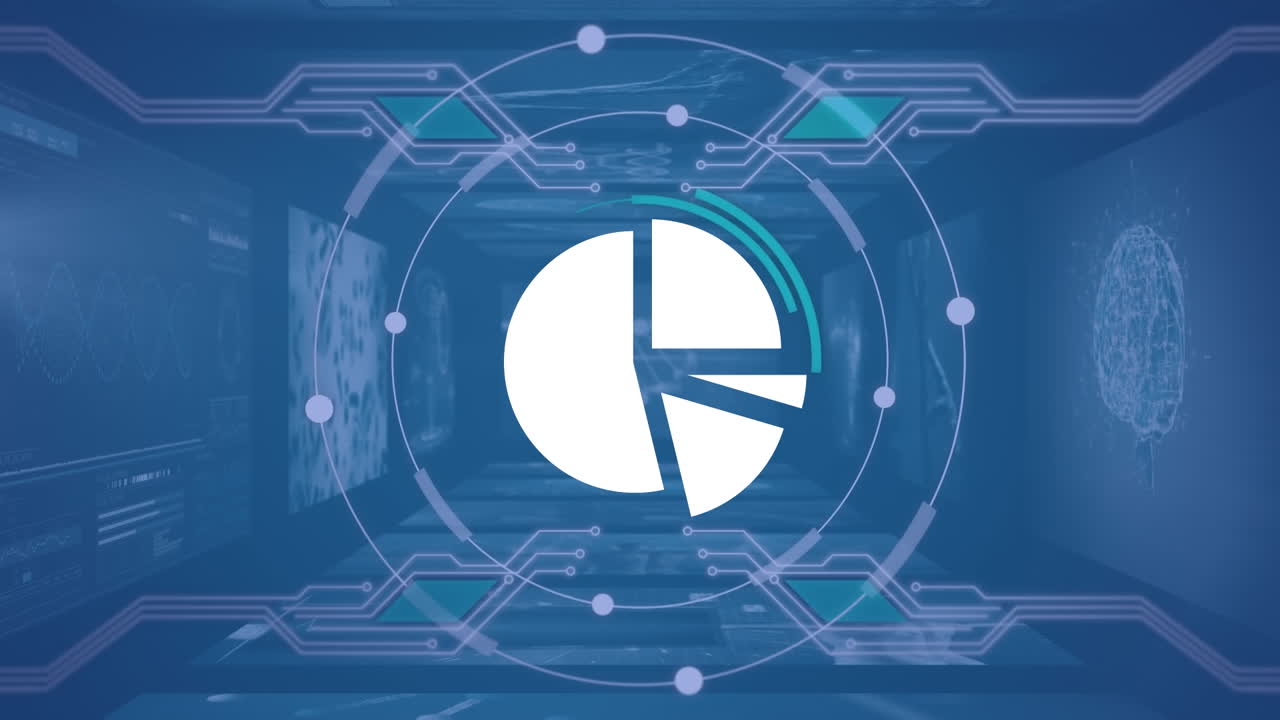 블루 디지털 스크린에 과학적, 생물학적 데이터의 애니메이션