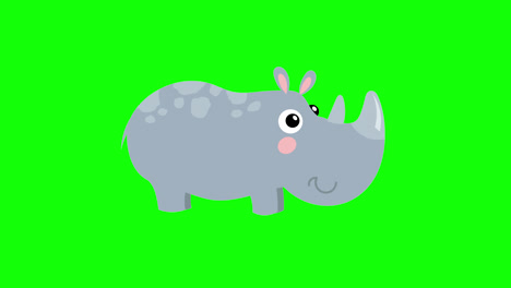 Cartoon-Nashorn-Tiersymbol-Loop-Animationsvideo,-Transparenter-Hintergrund-Mit-Alphakanal.