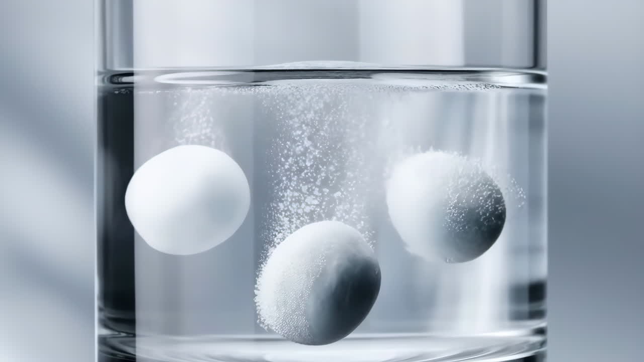 Effervescent tablets dissolving in water