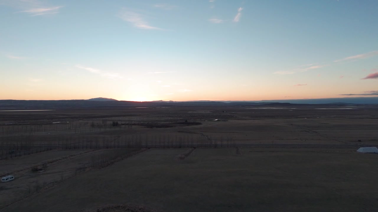 Wide open scenic view of Iceland during beautiful dusk light outdoors