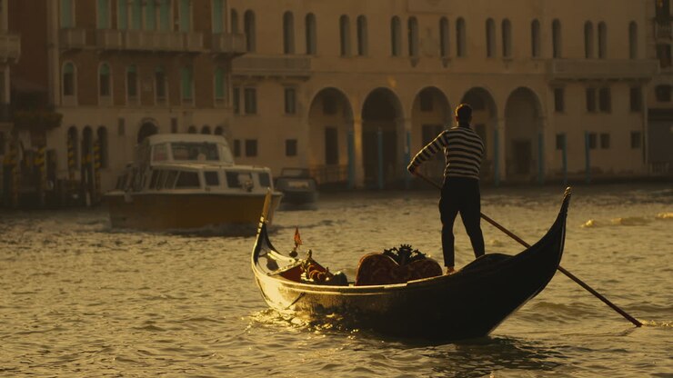 Gondola in Venice at Sunset