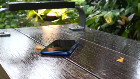 olvidar el teléfono inteligente en un banco del parque, perder el teléfono inteligente,