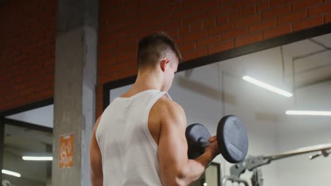 man working out with dumbbells in a gym