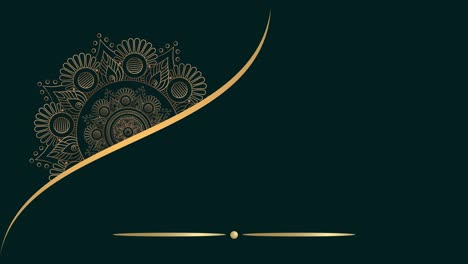 Goldener-Und-Dunkelgrüner-Mandala-Ornament-Hintergrund,-Der-Sich-Sanft-Schlängelt,-Arabisch-islamischer-Stil-Für-Jeden-Zweck