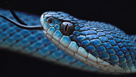 close-up of a blue snake's head
