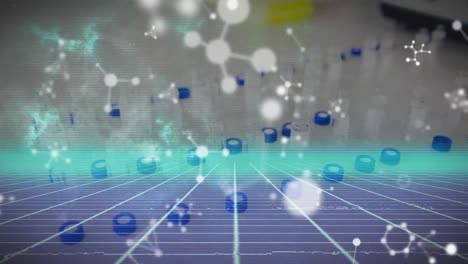 animation of molecules over samples in laboratory