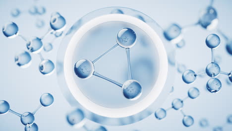 molecules with blue background, 3d rendering.